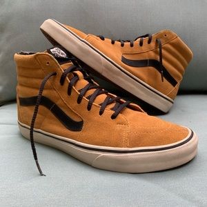 Camel colored suede sk8 high top vans